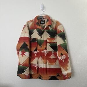 BDG Womens Jacket Shacket XS TP Southwest Aztec Soft Cozy Pockets Zip Buttons